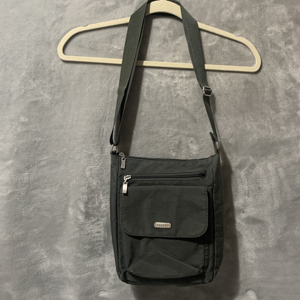 Baggallini Green Gray Nylon Crossbody Bag Adjustable Strap Travel Everyday